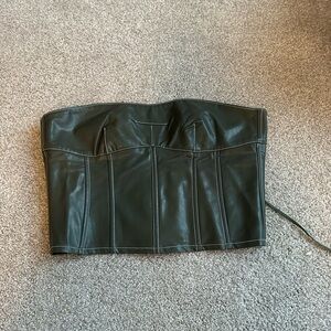 Edikted Green Leather lace up corset